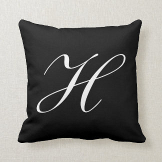 Letter H Black Monogram Pillow