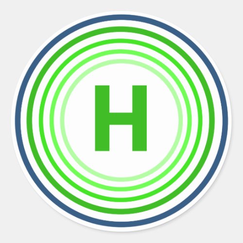 Letter H _ Blue  Green Classic Round Sticker