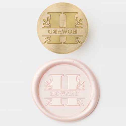 Letter H Classic Foliage Family Name Monogram Wax Seal Stamp