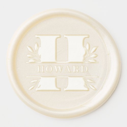 Letter H Classic Foliage Family Name Monogram Wax Seal Sticker