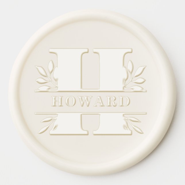 Letter H Classic Foliage Family Name Monogram Wax Seal Sticker (Front)