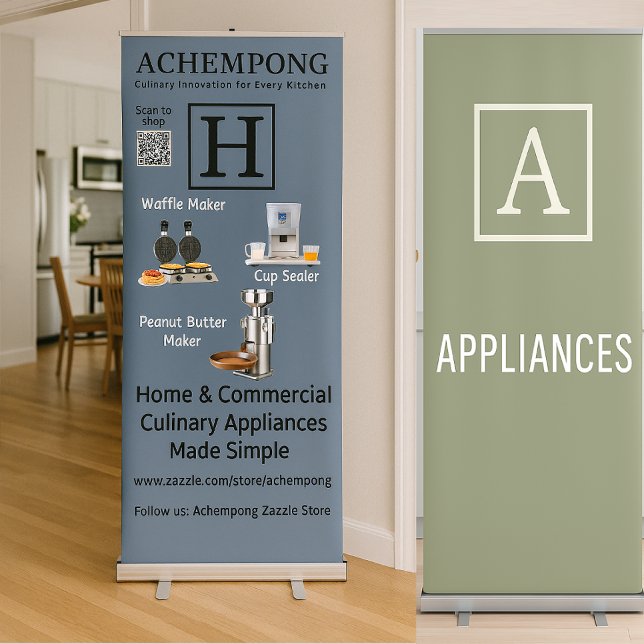Letter H – Culinary Innovation Display Retractable Banner (From waffle makers to egg roll machines—compact culinary tools meet sleek appliance design.)