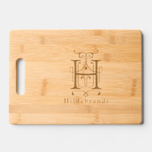 Letter H Elegant Monogram Personalized Name Engraved Cutting Board
