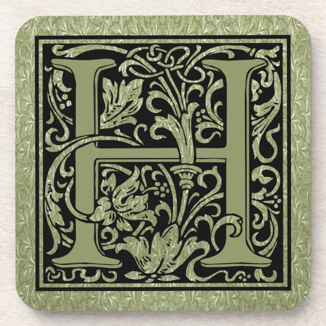 Letter H First Letter Monogram Drink Coaster (Front)