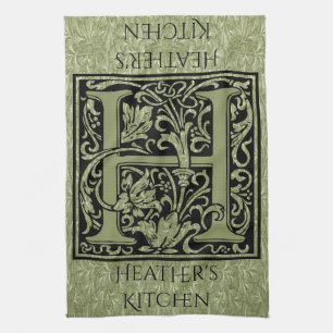 Letter H First Letter Monogram Personalized Kitchen Towel