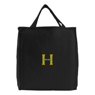 Letter H Flip Flops Monogram Embroidered Bag