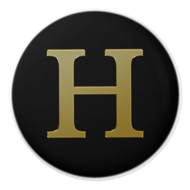 Letter H Gold Ceramic Knob (Front)