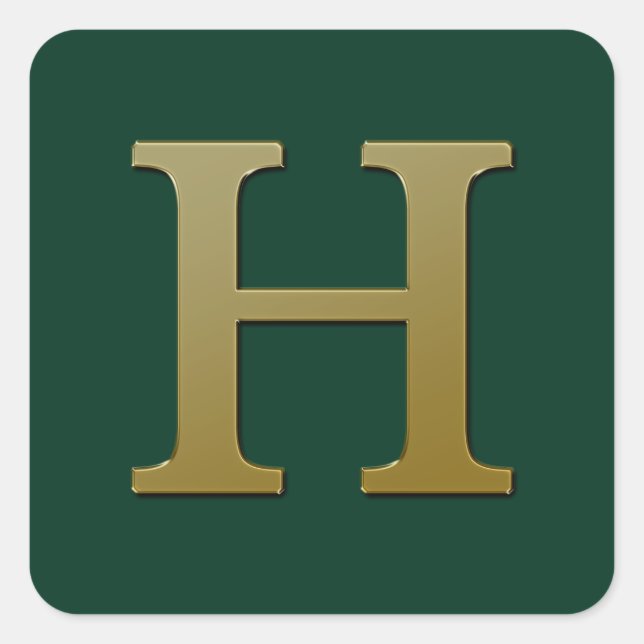 Letter H Gold Square Sticker (Front)