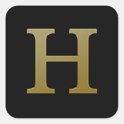 Letter H Gold Square Sticker