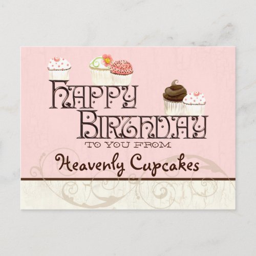 Letter H Happy Birthday Cupcake Business Postcard