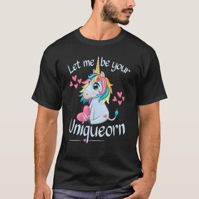 Letter H Heart Uniqueorn Couple Valentines Day Uni T-Shirt (Front)
