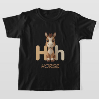Letter H Horse Educational Kids T-Shirt | Uppercas