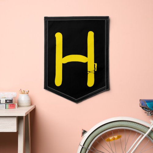 Letter H in Yellow Neon Pennant