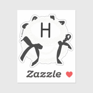 Letter H Initial Black And White Bow Vintage Cake Sticker