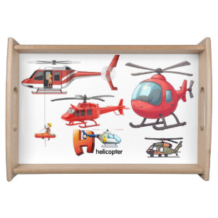 Letter H is for Helicopter Alphabet Cartoon Kids Serving Tray