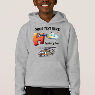 Letter H is for Helicopter Custom Name Kids Hoodie