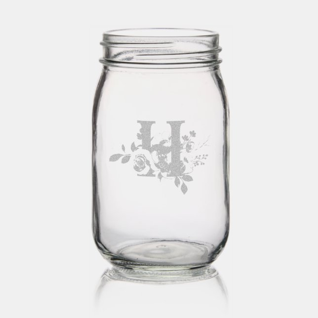 Letter H Mason Jar (Glassware)