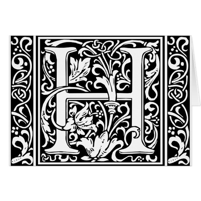 Letter H Medieval Monogram Art Nouveau (Front Horizontal)