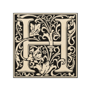 Letter H Medieval Monogram Art Nouveau