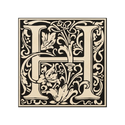 Letter H Medieval Monogram Art Nouveau