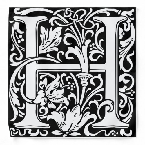 Letter H Medieval Monogram Art Nouveau Bandana