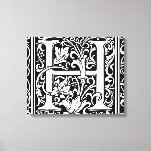 Letter H Medieval Monogram Art Nouveau Canvas Print