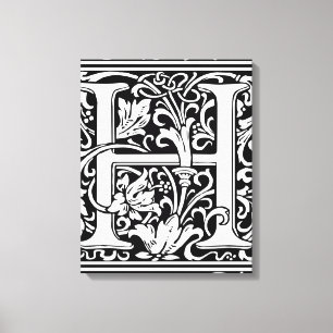 Letter H Medieval Monogram Art Nouveau Canvas Print