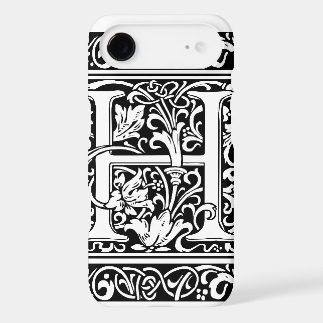 Letter H Medieval Monogram Art Nouveau Case-Mate iPhone Case (Back)