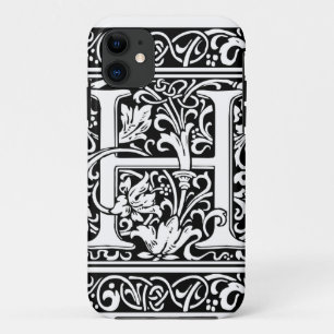 Letter H Medieval Monogram Art Nouveau iPhone 11 Case