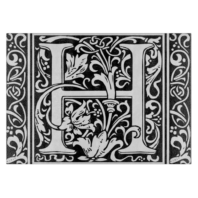 Letter H Medieval Monogram Art Nouveau Cutting Board (Front)