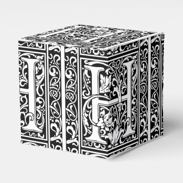 Letter H Medieval Monogram Art Nouveau Favor Boxes (Front Side)