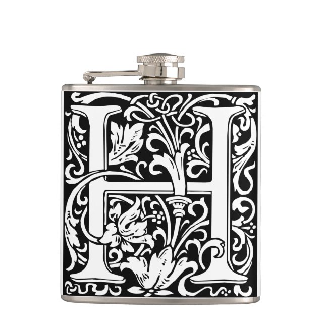 Letter H Medieval Monogram Art Nouveau Flask (Front)