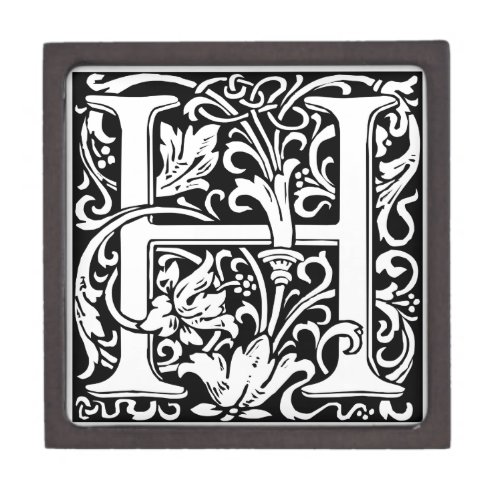Letter H Medieval Monogram Art Nouveau Gift Box