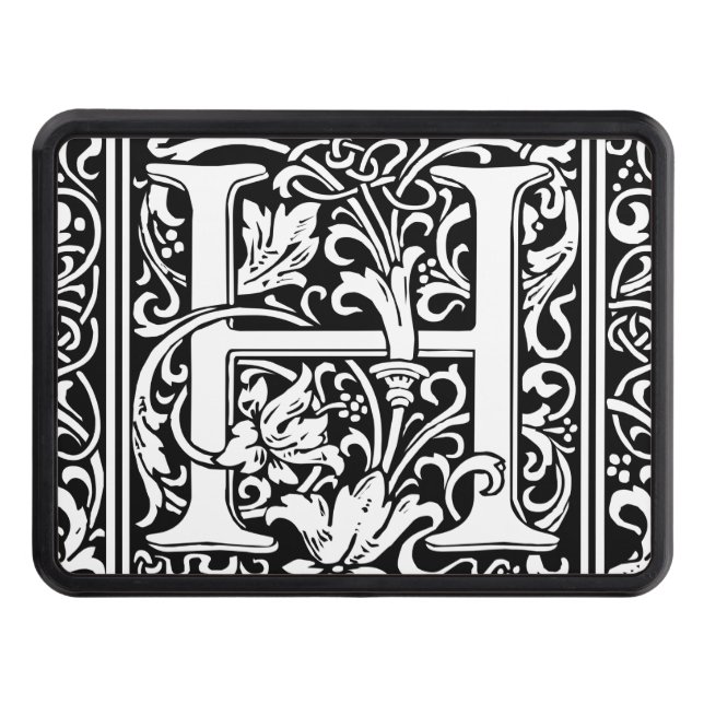 Letter H Medieval Monogram Art Nouveau Hitch Cover (Front)