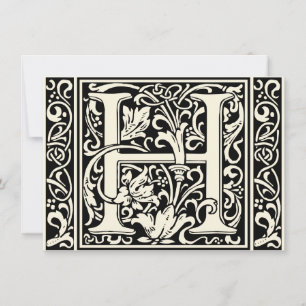 Letter H Medieval Monogram Art Nouveau Invitation