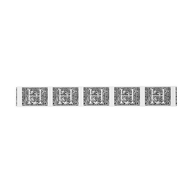 Letter H Medieval Monogram Art Nouveau Invitation Belly Band (Flat)