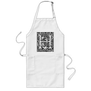 Letter H Medieval Monogram Art Nouveau Long Apron