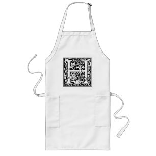 Letter H Medieval Monogram Art Nouveau Long Apron