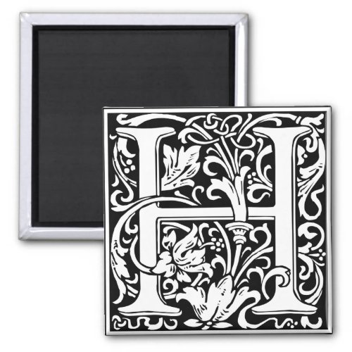 Letter H Medieval Monogram Art Nouveau Magnet