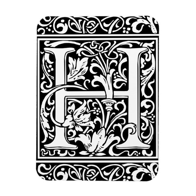 Letter H Medieval Monogram Art Nouveau Magnet (Vertical)