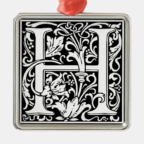 Letter H Medieval Monogram Art Nouveau Metal Ornament