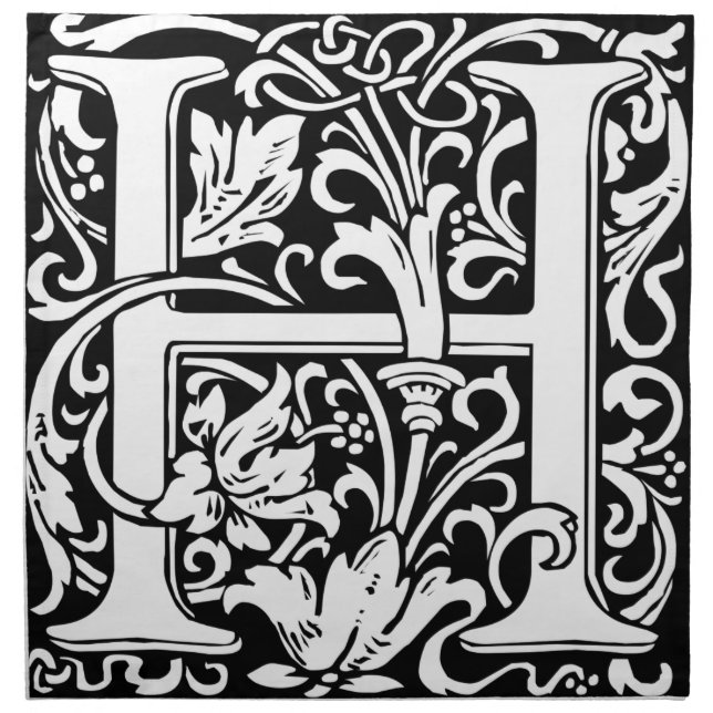 Letter H Medieval Monogram Art Nouveau Napkin (Front)