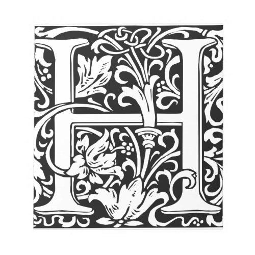 Letter H Medieval Monogram Art Nouveau Notepad