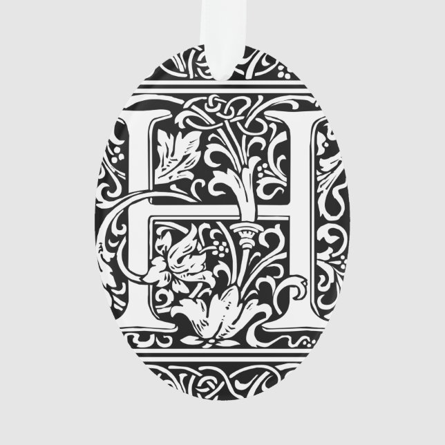 Letter H Medieval Monogram Art Nouveau Ornament (Back)