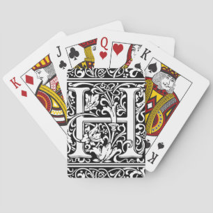 Letter H Medieval Monogram Art Nouveau Poker Cards