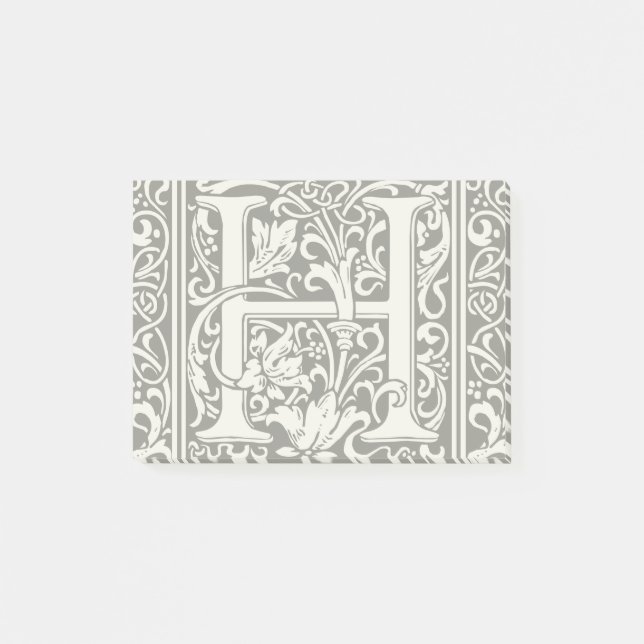 Letter H Medieval Monogram Art Nouveau Post-it Notes (Front)