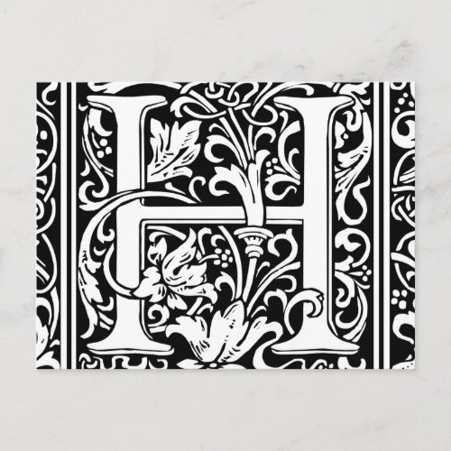 Letter H Medieval Monogram Art Nouveau Postcard