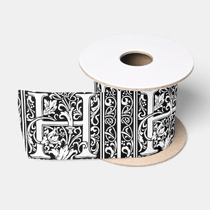 Letter H Medieval Monogram Art Nouveau Satin Ribbon