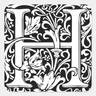 Letter H Medieval Monogram Art Nouveau Square Sticker