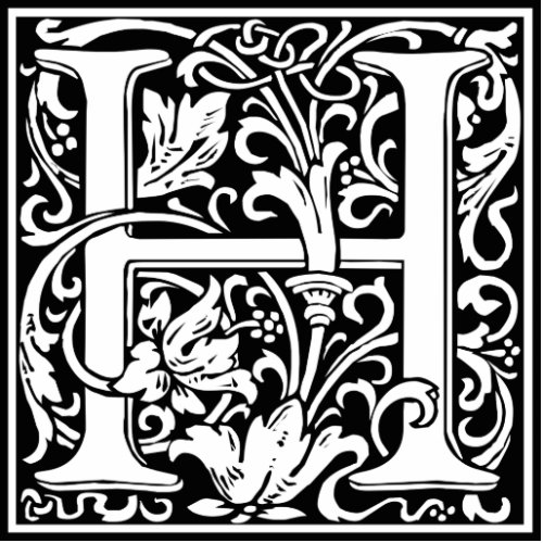 Letter H Medieval Monogram Art Nouveau Statuette
